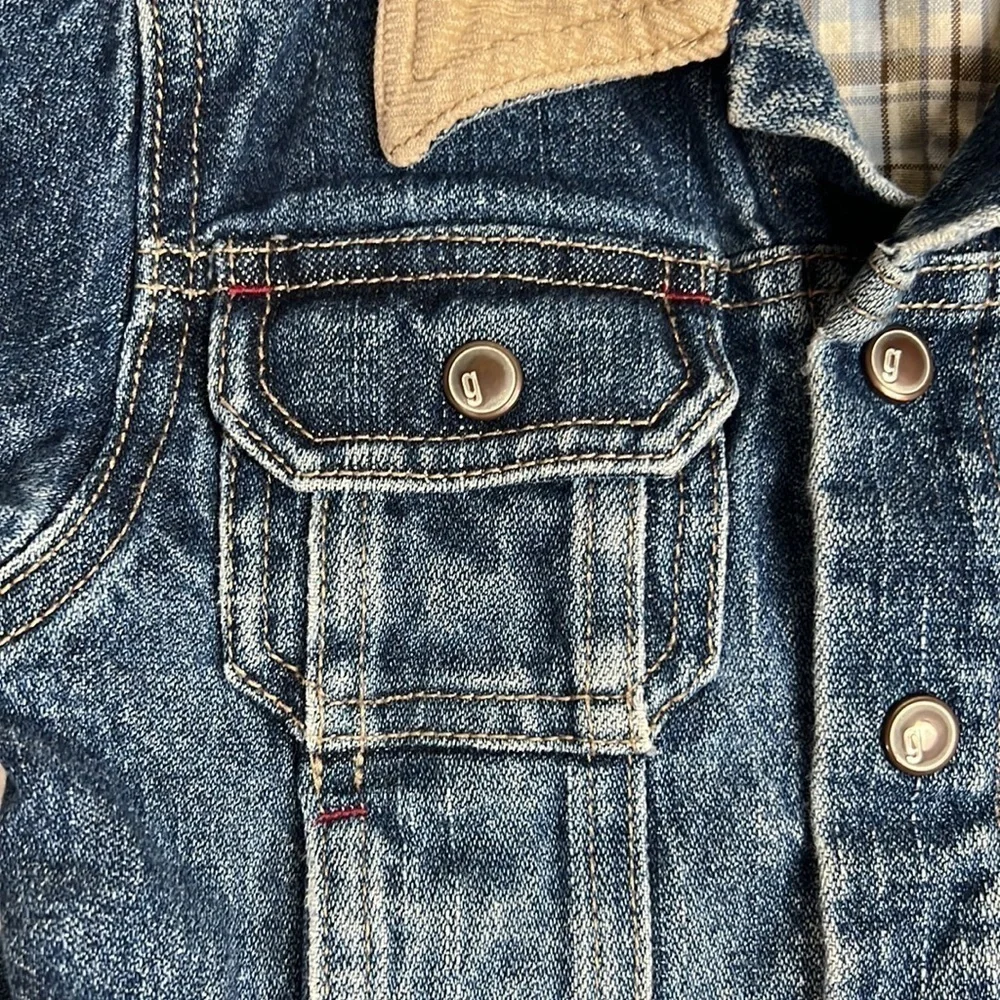 Gymboree Trucker Blue Jean Denim With Tan Corduroy Collar Jacket- Size 6-12 mos.